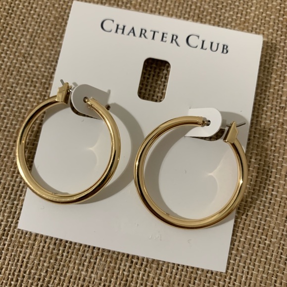 Charter Club Jewelry - Charter Club Goldtone Tube Hoop Earrings